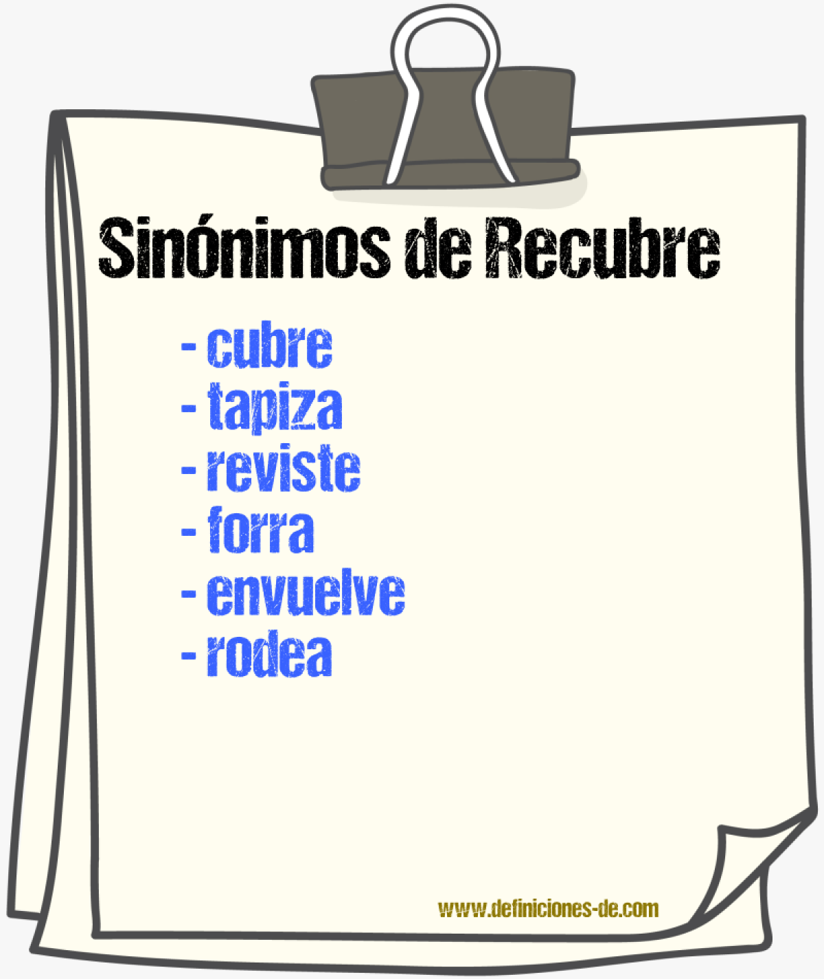 Sinónimos de recubre