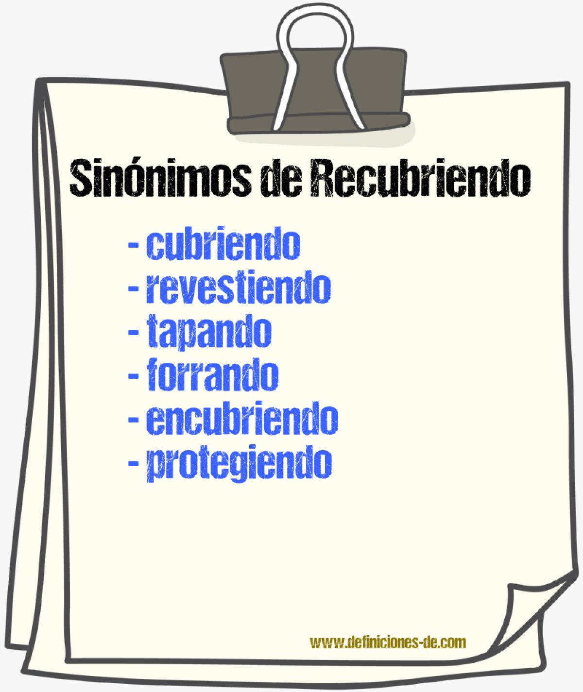 Sinónimos de recubriendo