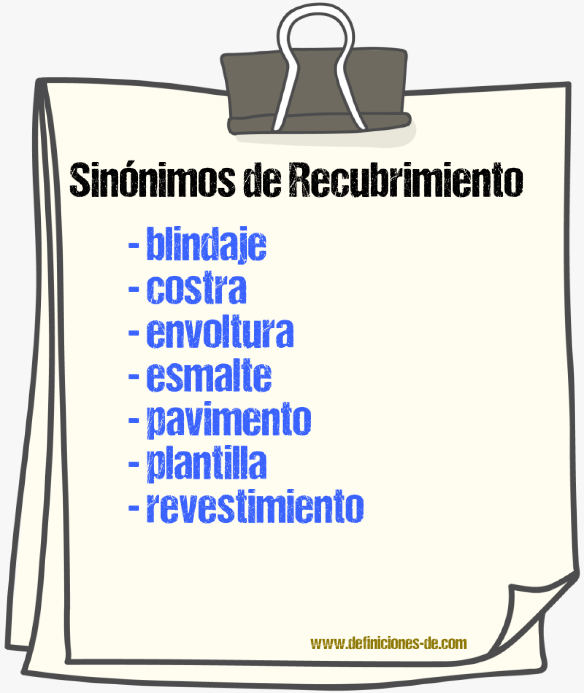 Sinnimos de recubrimiento