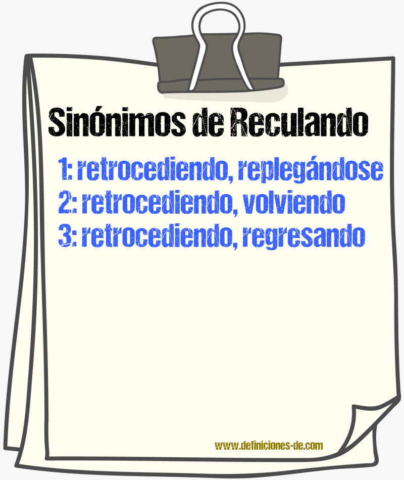 Sinónimos de reculando