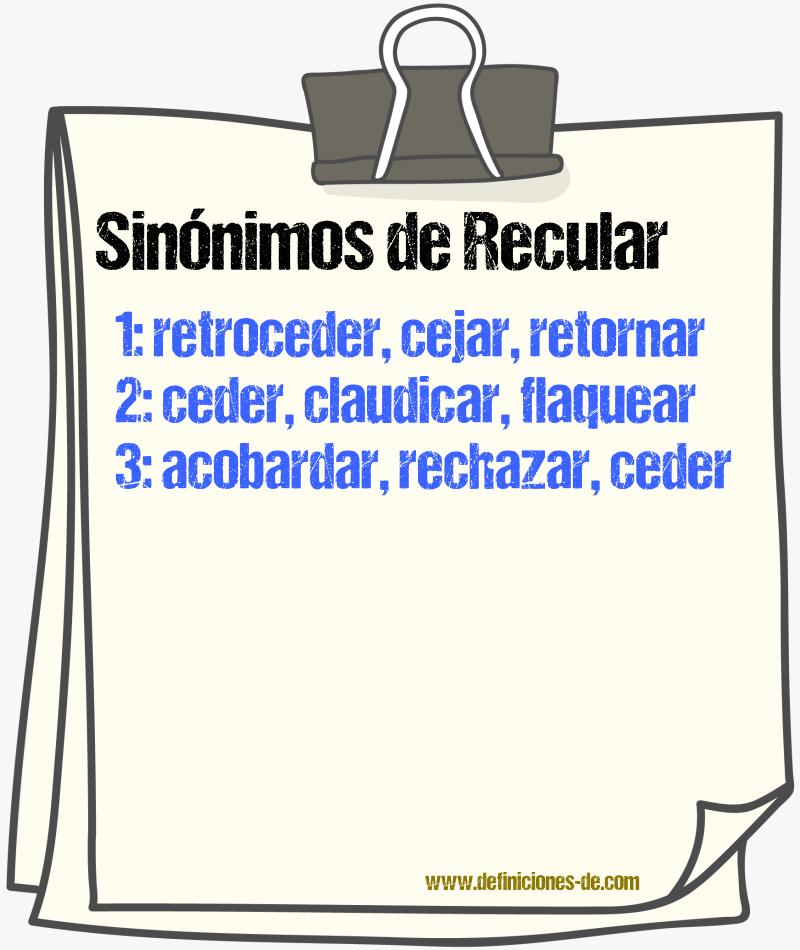 Sinnimos de recular