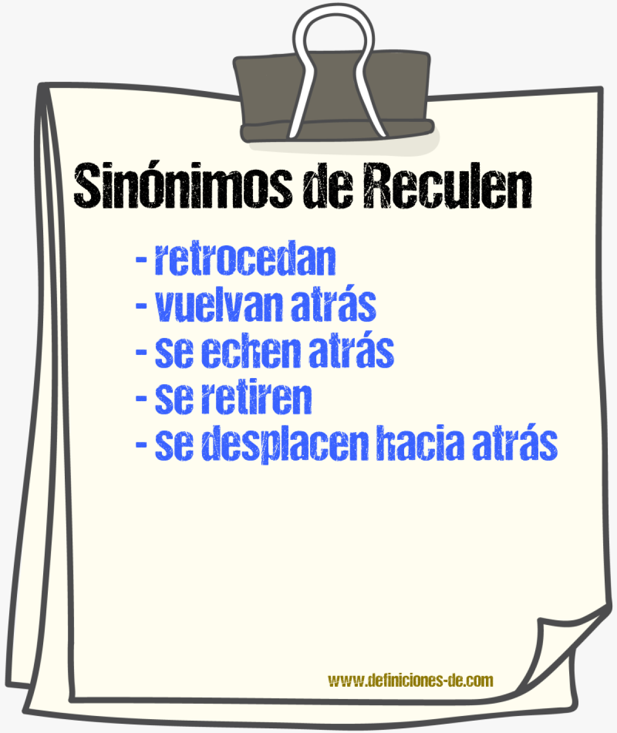 Sinónimos de reculen
