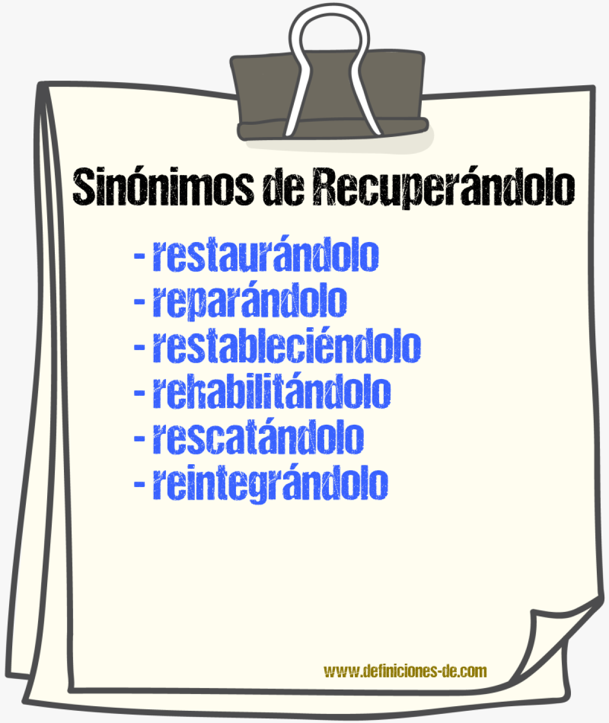 Sinónimos de recuperándolo