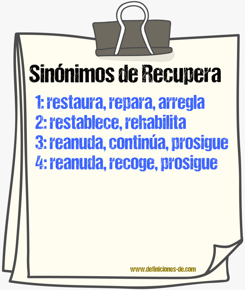 Sinónimos de recupera