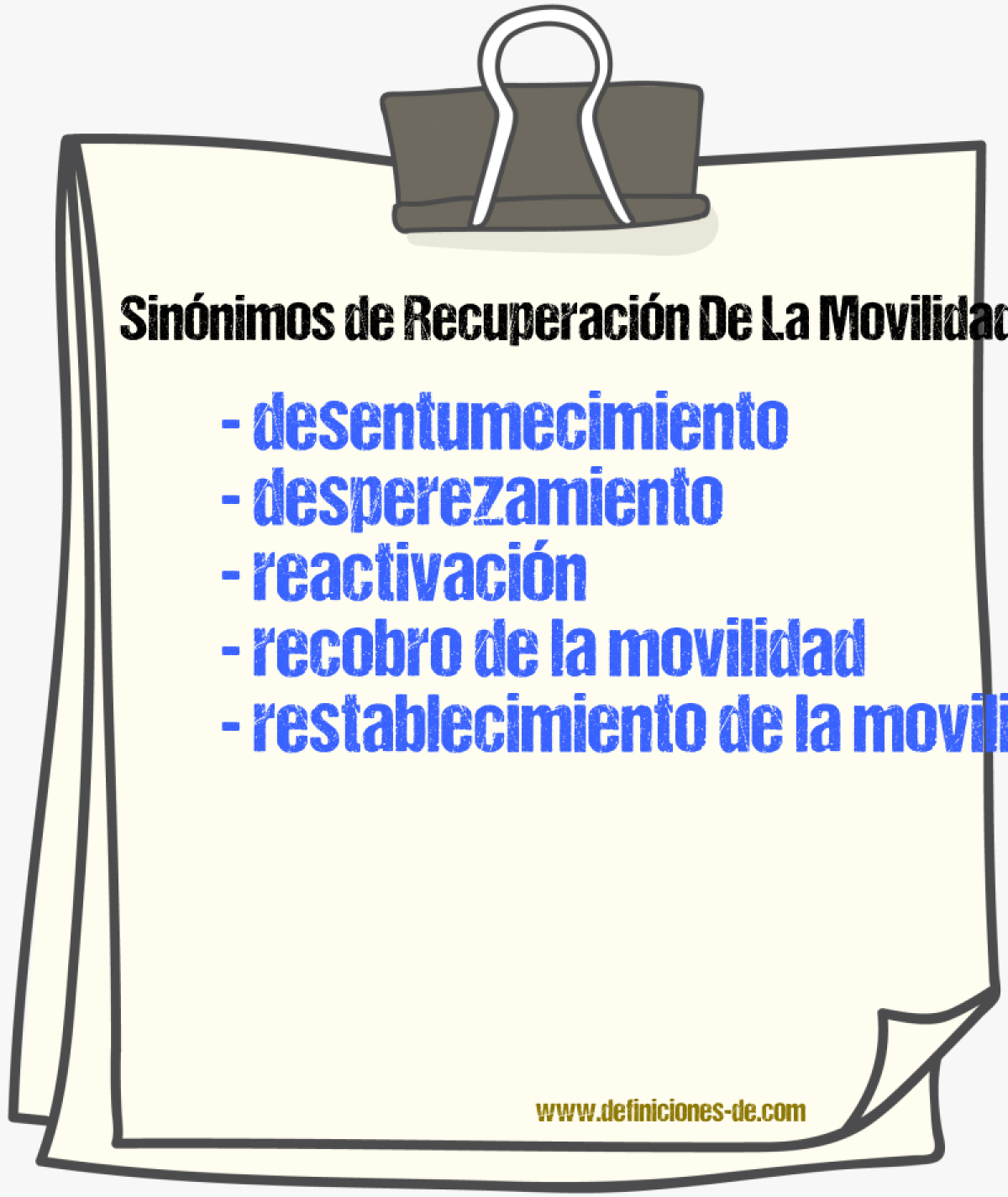 Sinónimos de recuperación de la movilidad
