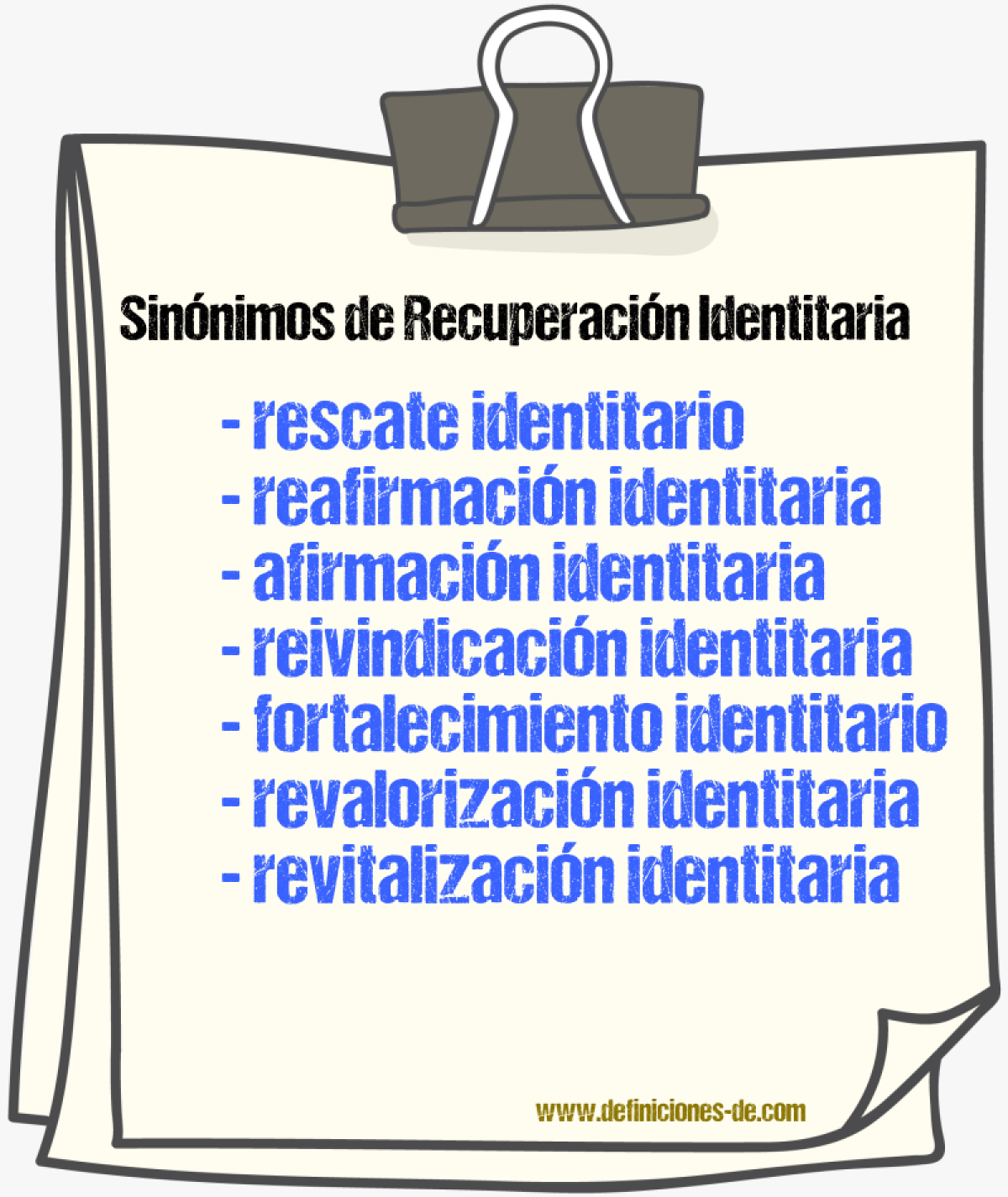 Sinónimos de recuperación identitaria