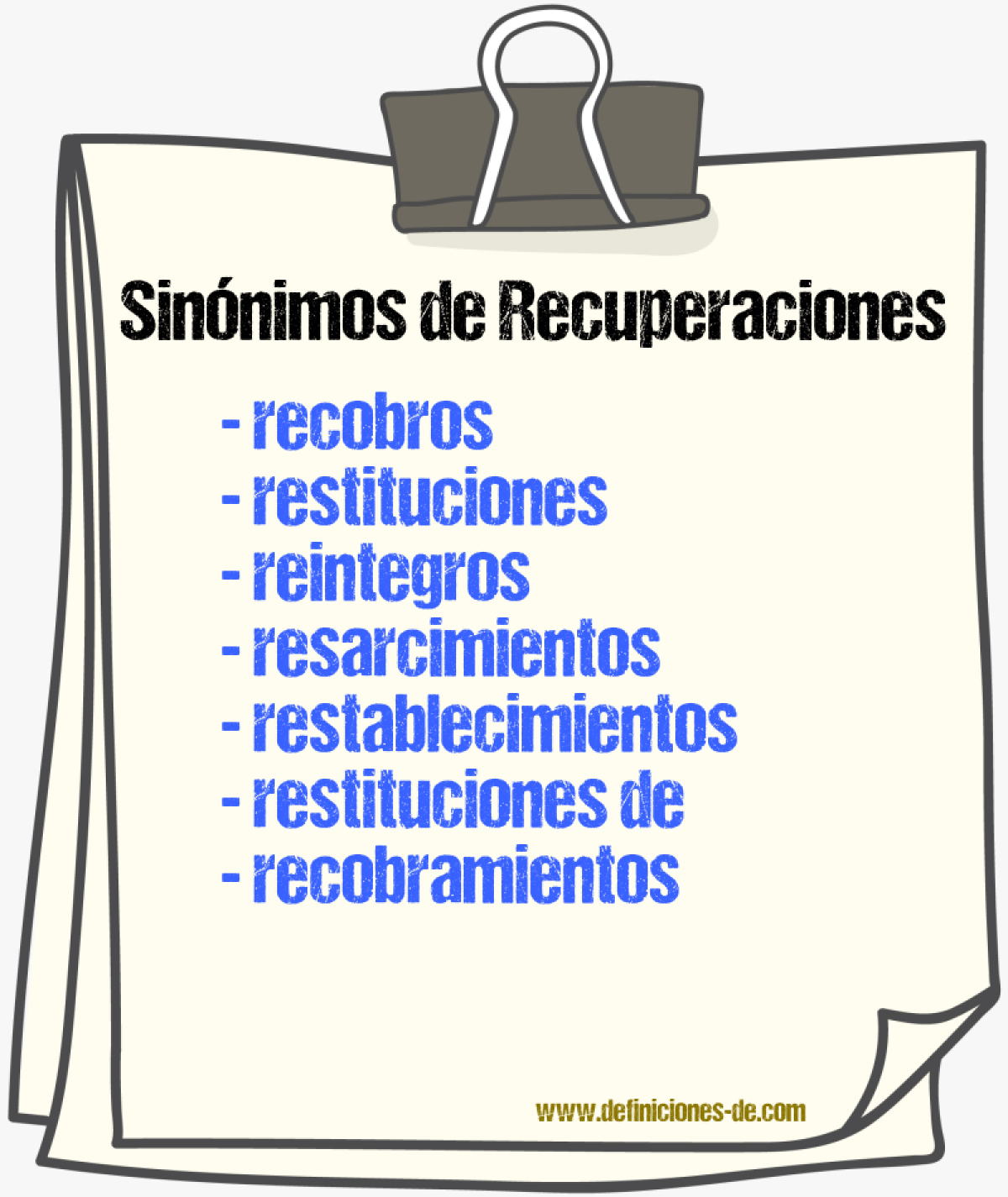 Sinónimos de recuperaciones