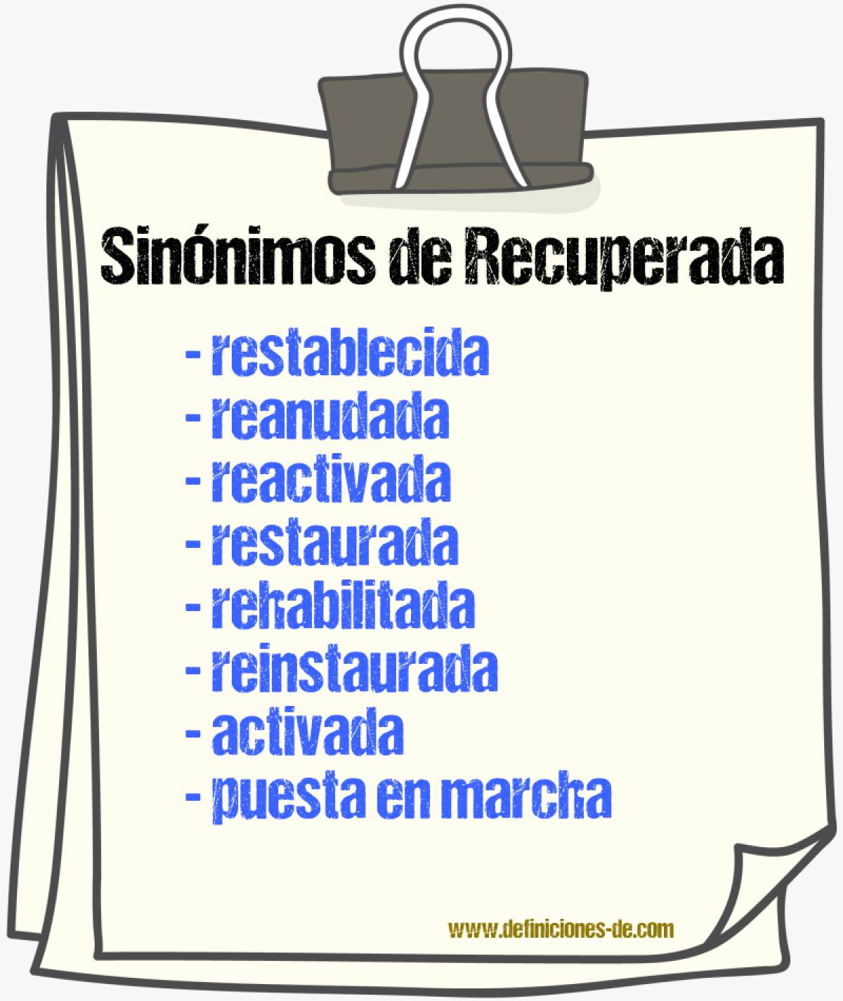 Sinónimos de recuperada