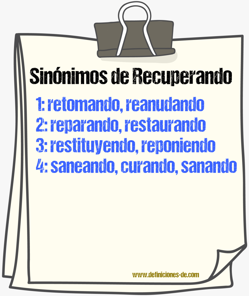 Sinónimos de recuperando