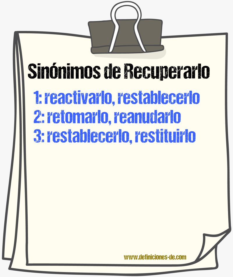 Sinónimos de recuperarlo