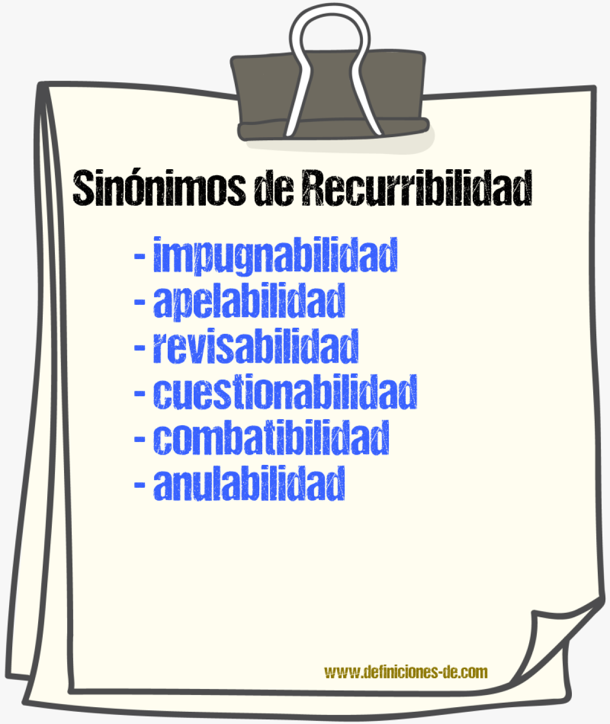 Sinónimos de recurribilidad