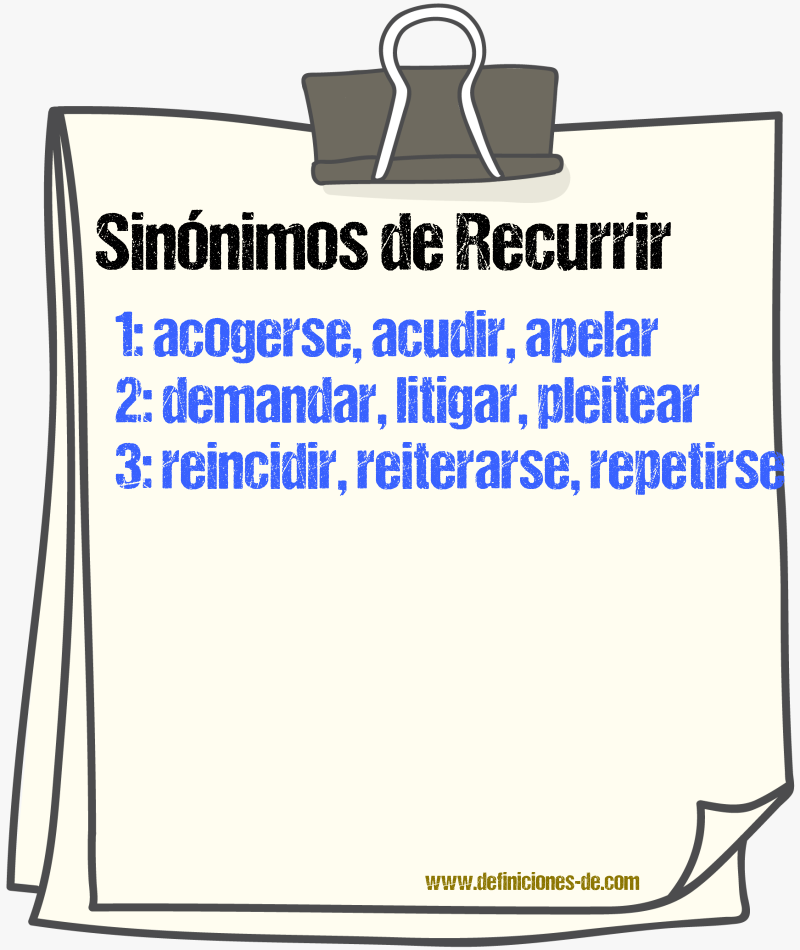 Sinnimos de recurrir