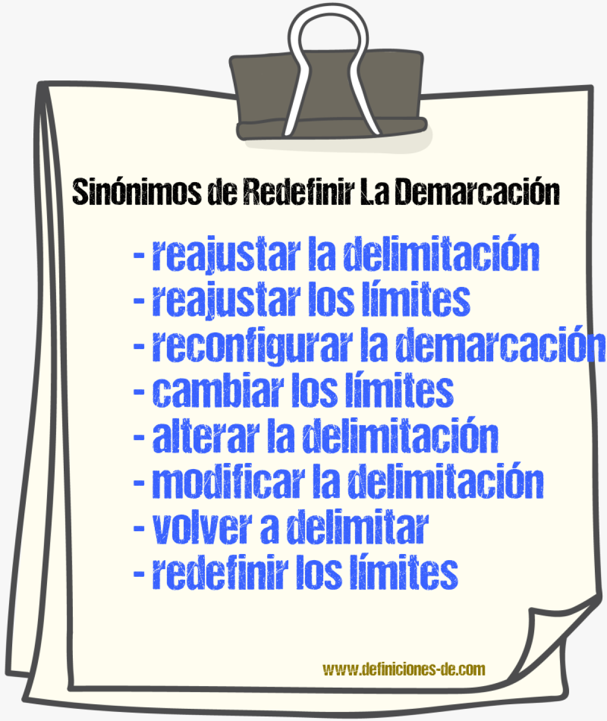 Sinónimos de redefinir la demarcación