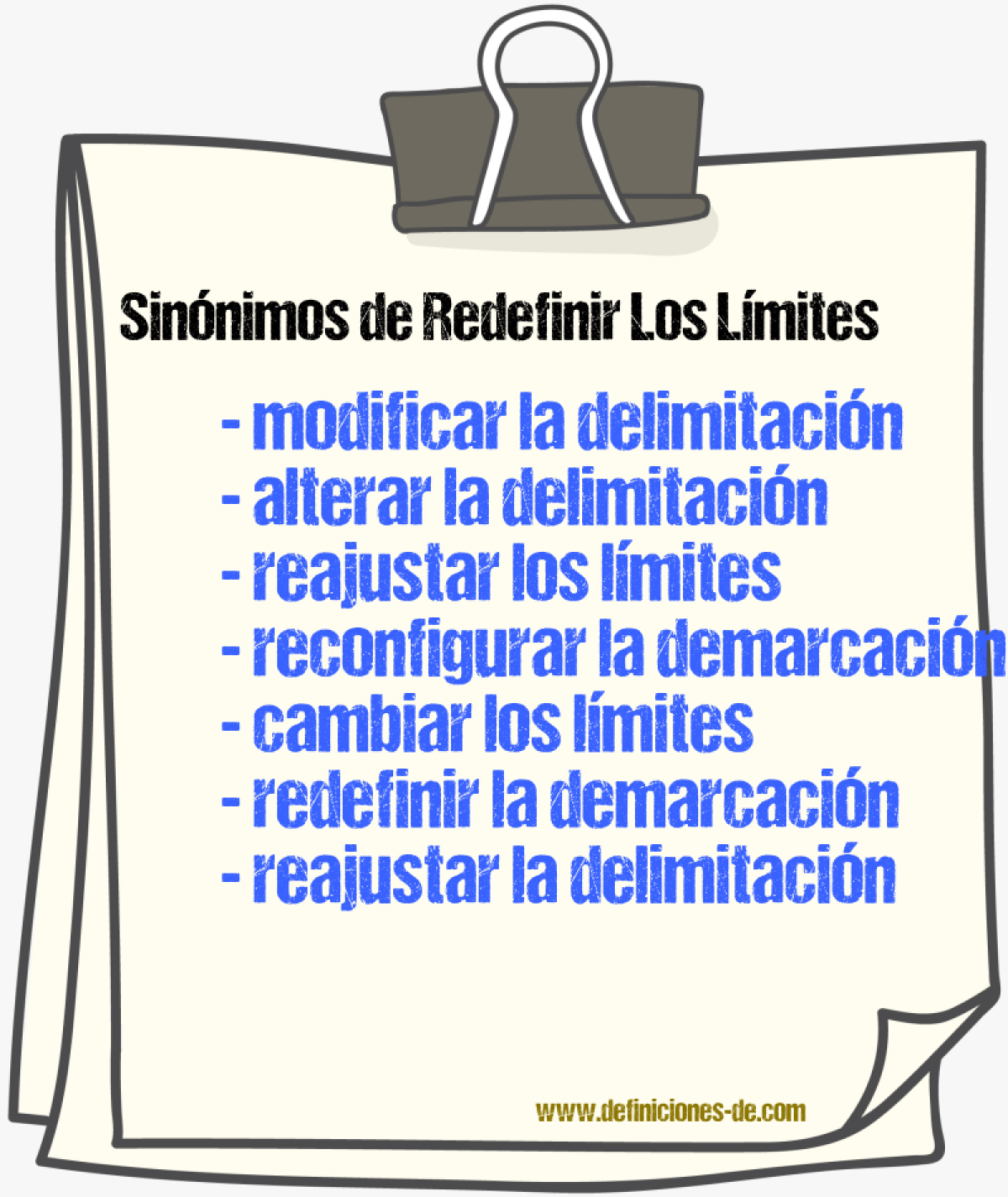 Sinónimos de redefinir los límites