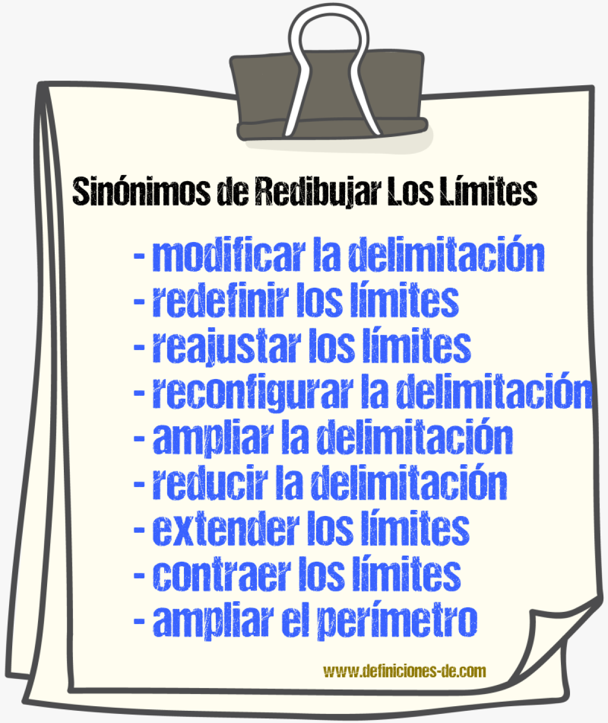 Sinónimos de redibujar los límites