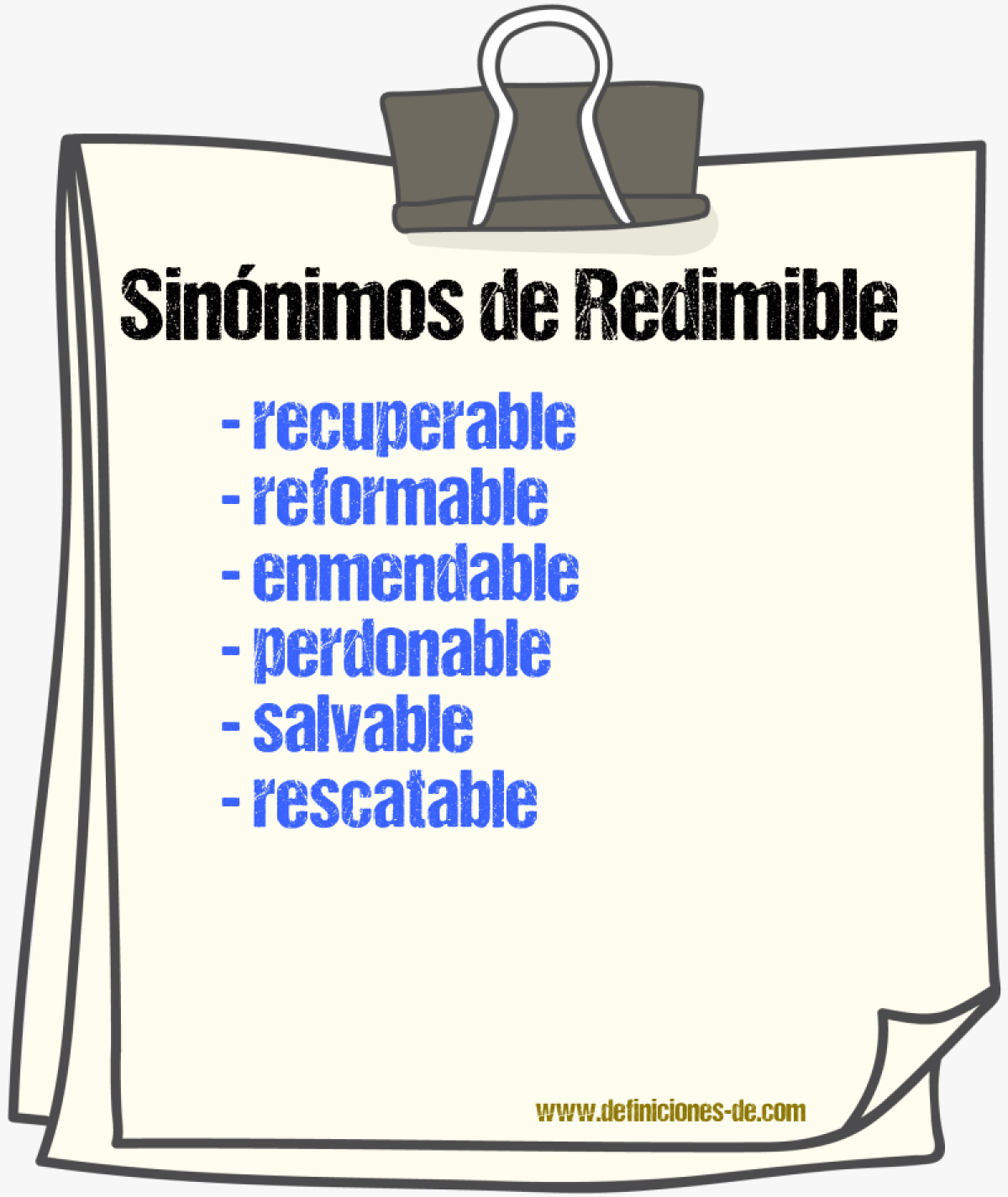 Sinónimos de redimible