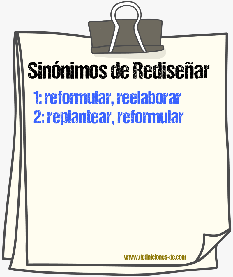 Sinónimos de rediseñar