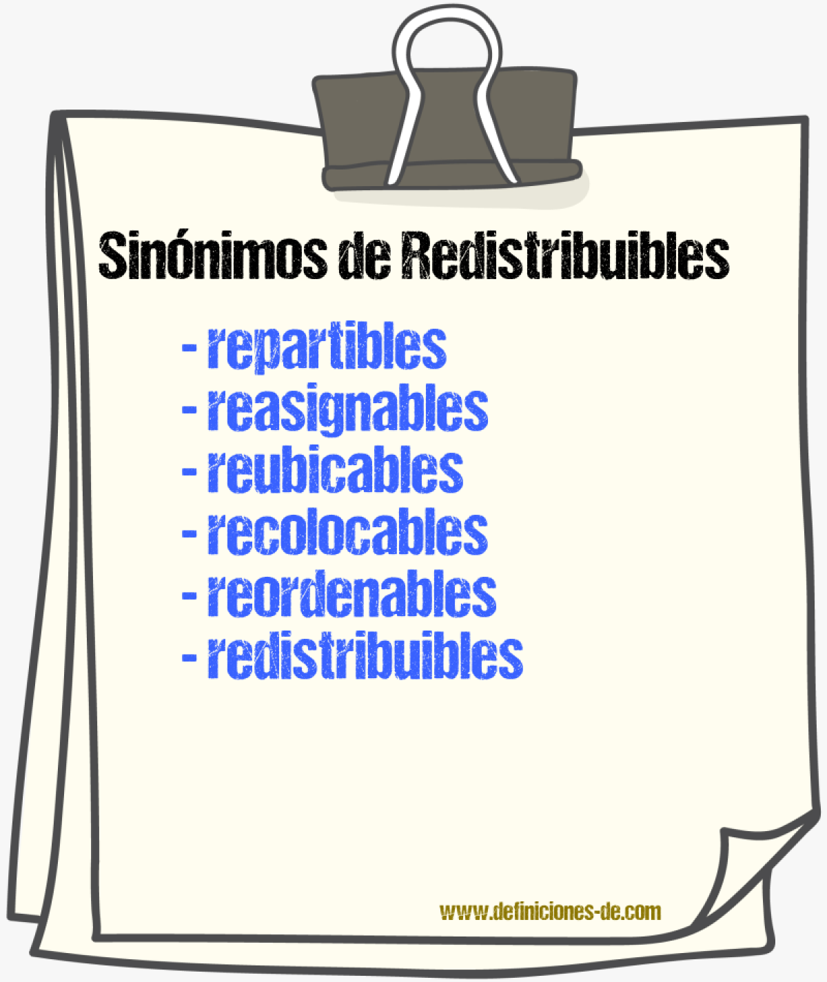 Sinónimos de redistribuibles