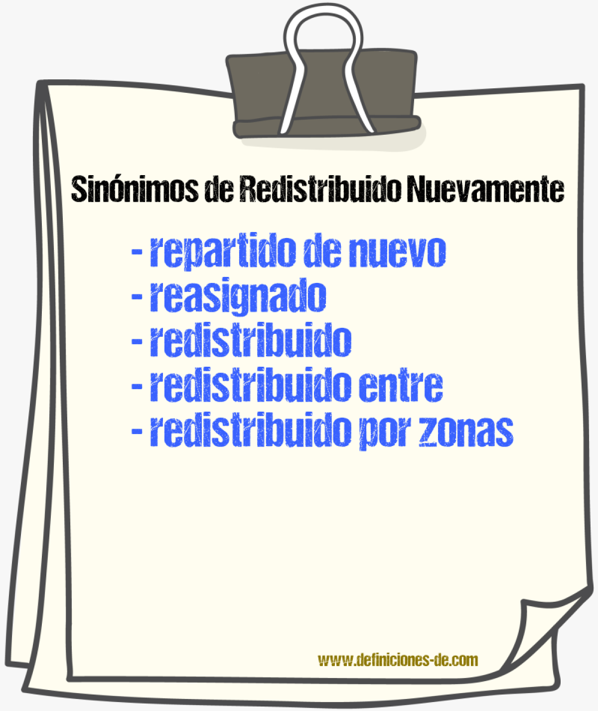Sinónimos de redistribuido nuevamente