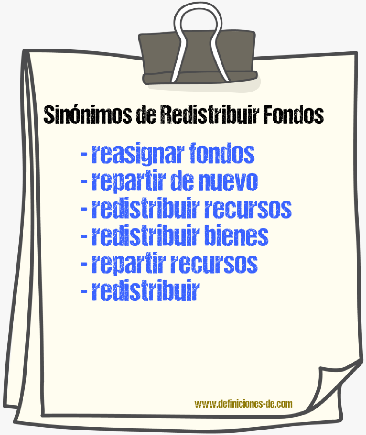 Sinónimos de redistribuir fondos