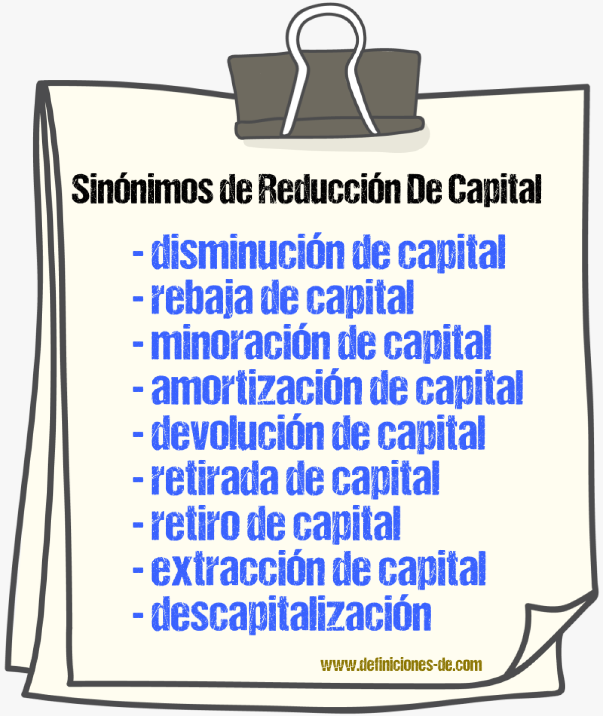 Sinónimos de reducción de capital