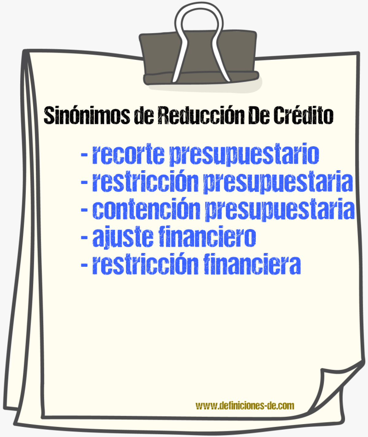 Sinónimos de reducción de crédito