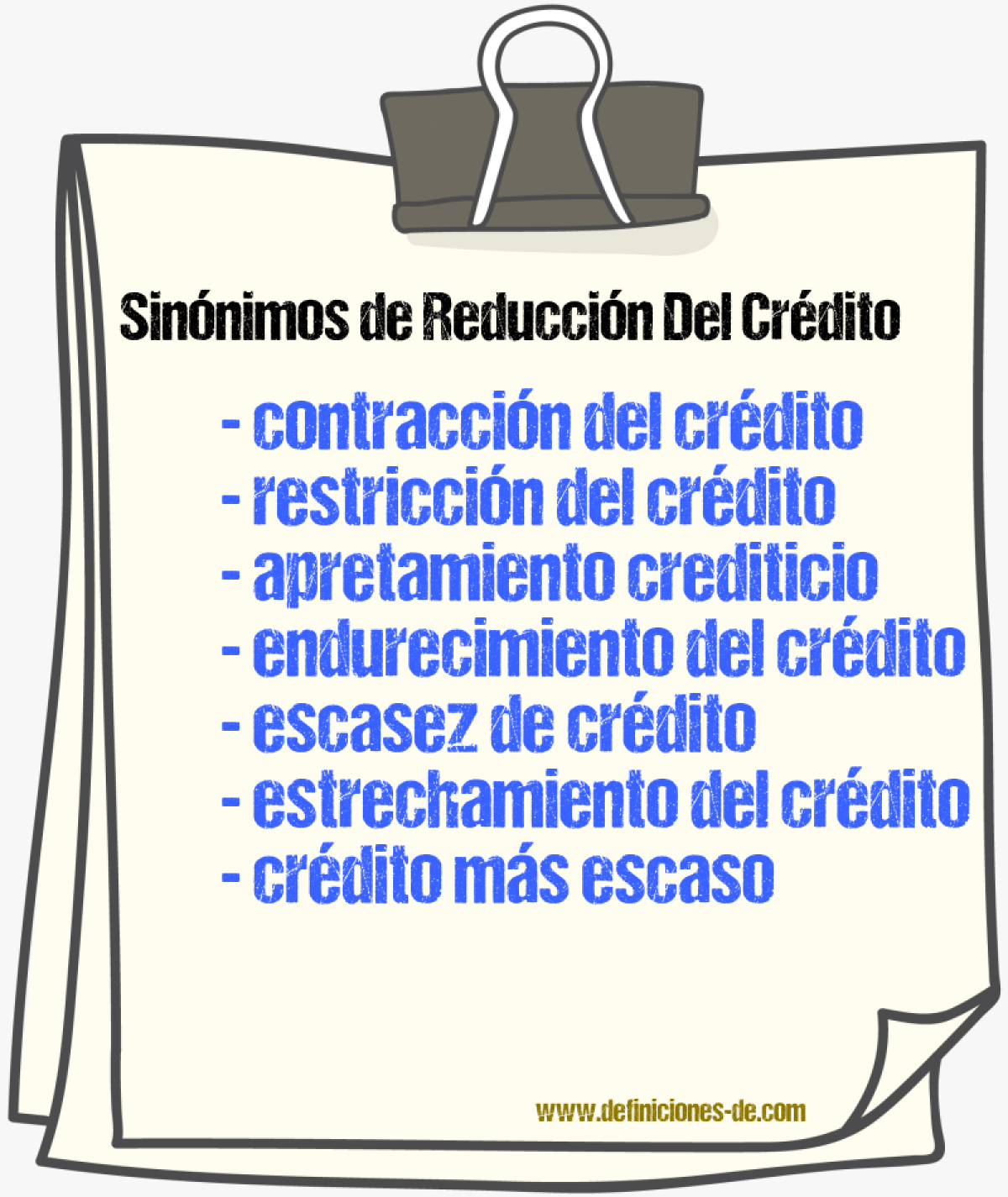 Sinónimos de reducción del crédito