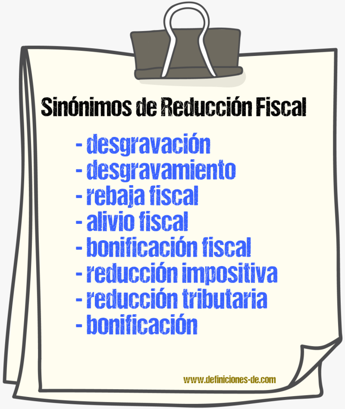 Sinónimos de reducción fiscal