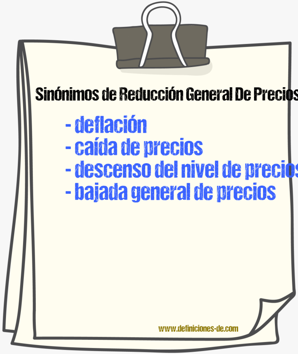 Sinónimos de reducción general de precios