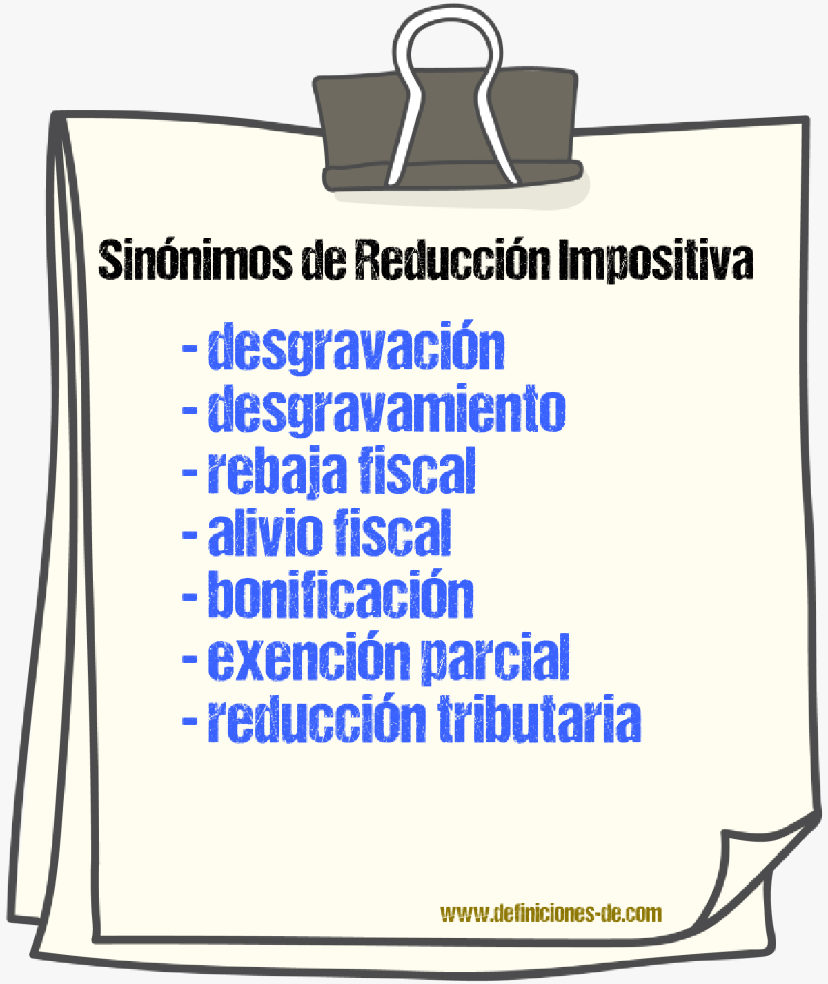 Sinónimos de reducción impositiva