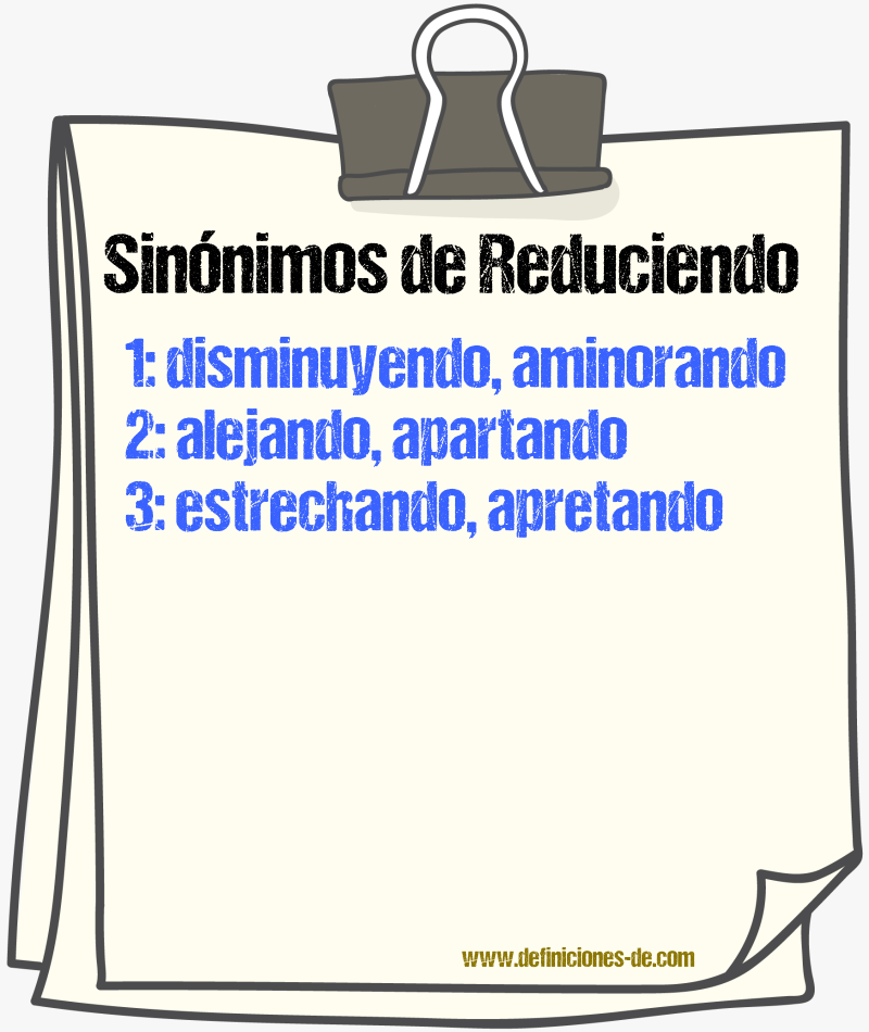 Sinónimos de reduciendo