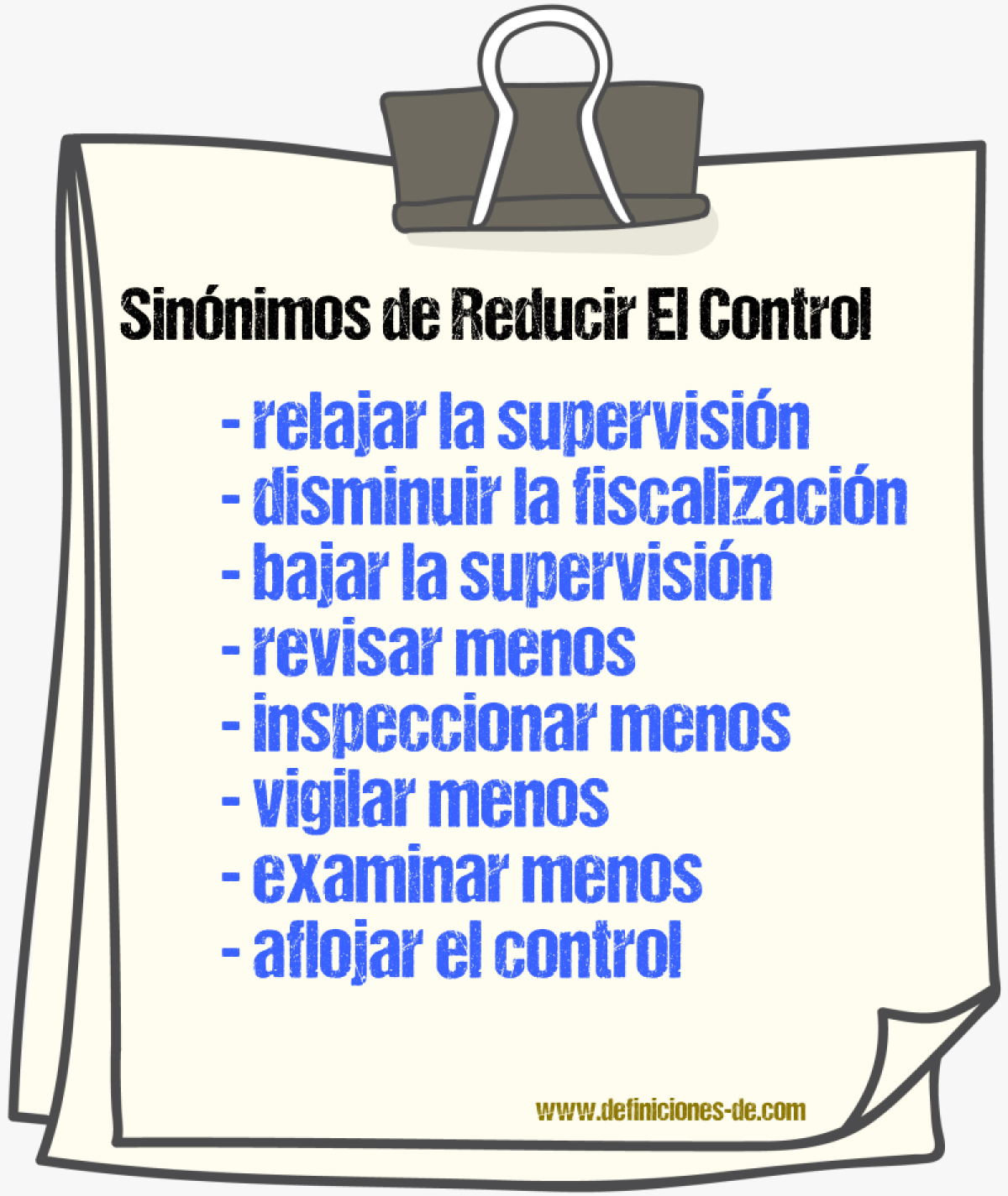 Sinónimos de reducir el control
