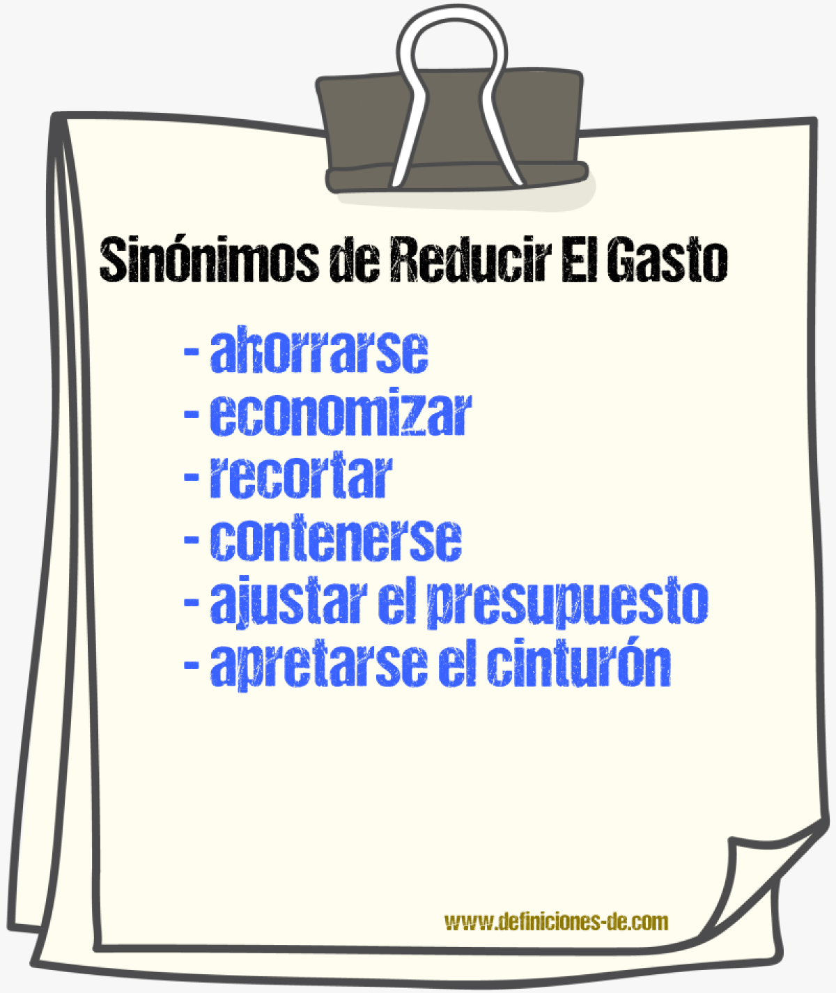 Sinónimos de reducir el gasto