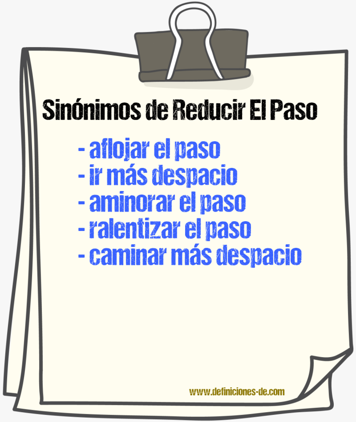 Sinónimos de reducir el paso