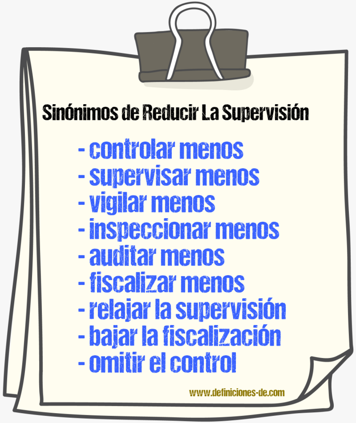 Sinónimos de reducir la supervisión