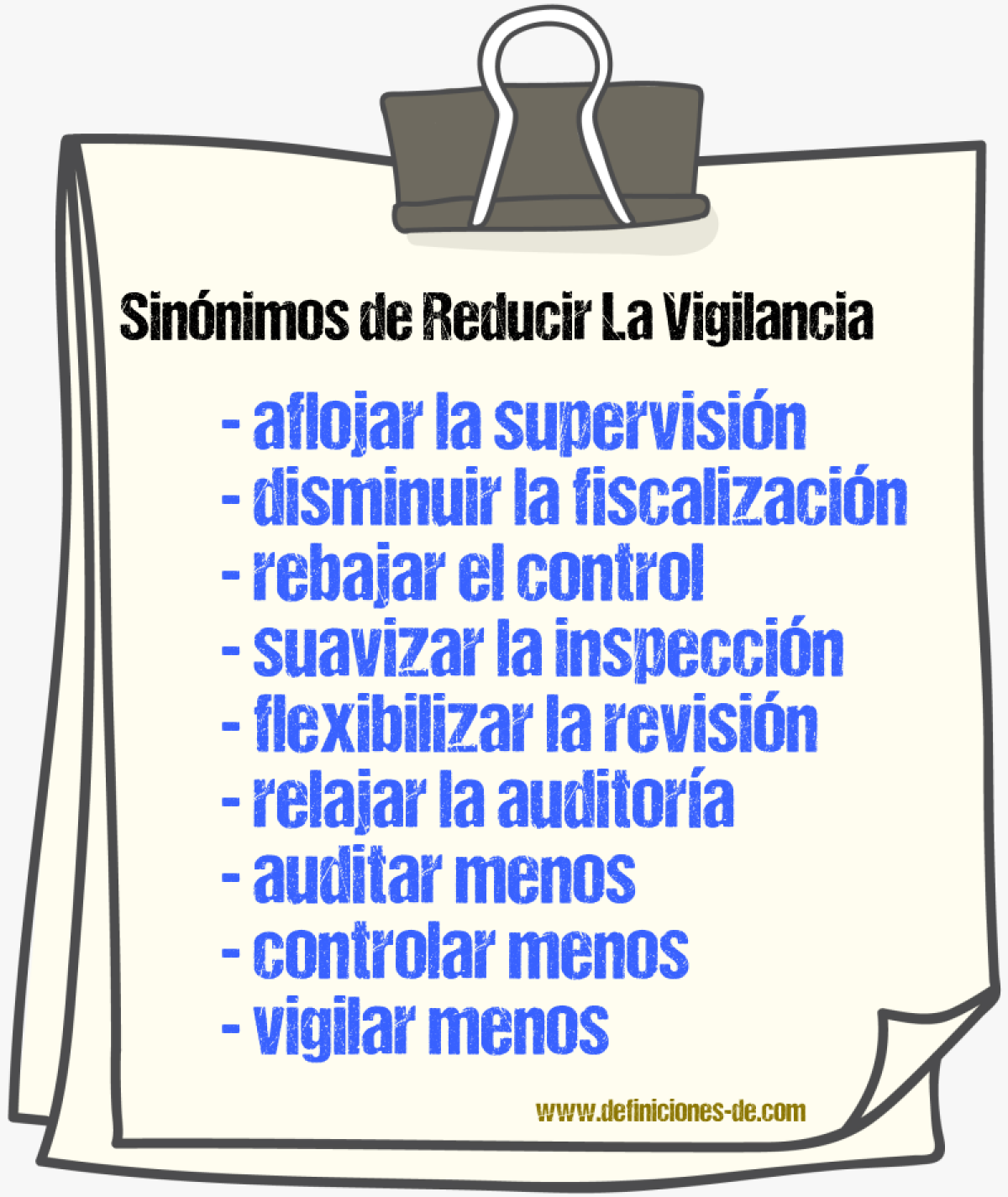 Sinónimos de reducir la vigilancia