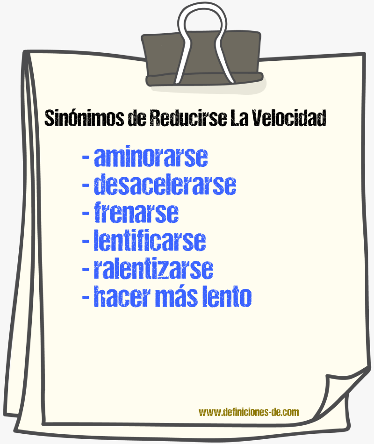 Sinónimos de reducirse la velocidad