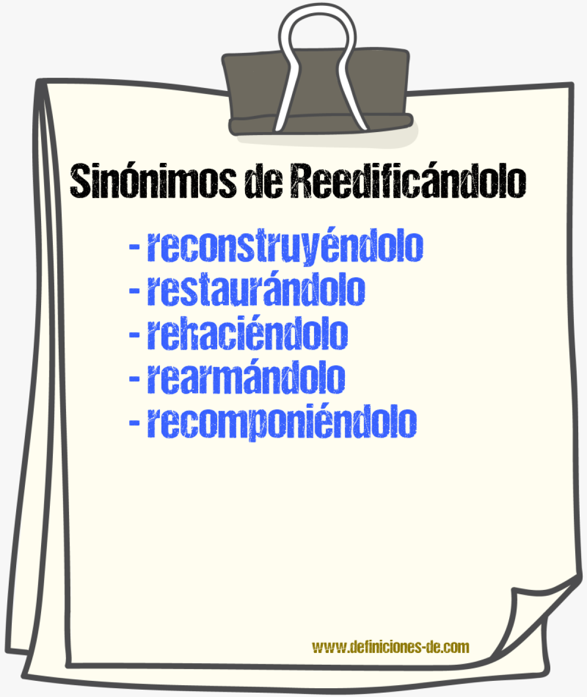 Sinónimos de reedificándolo