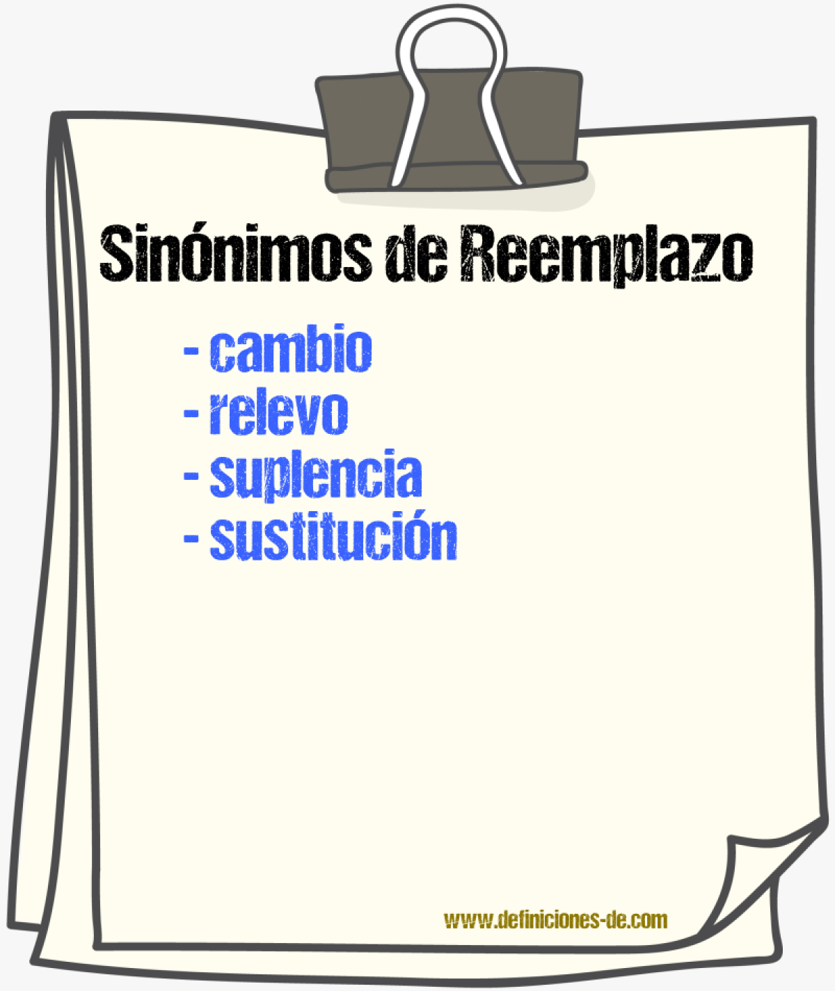 Sinnimos de reemplazo