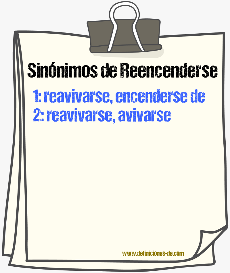 Sinónimos de reencenderse