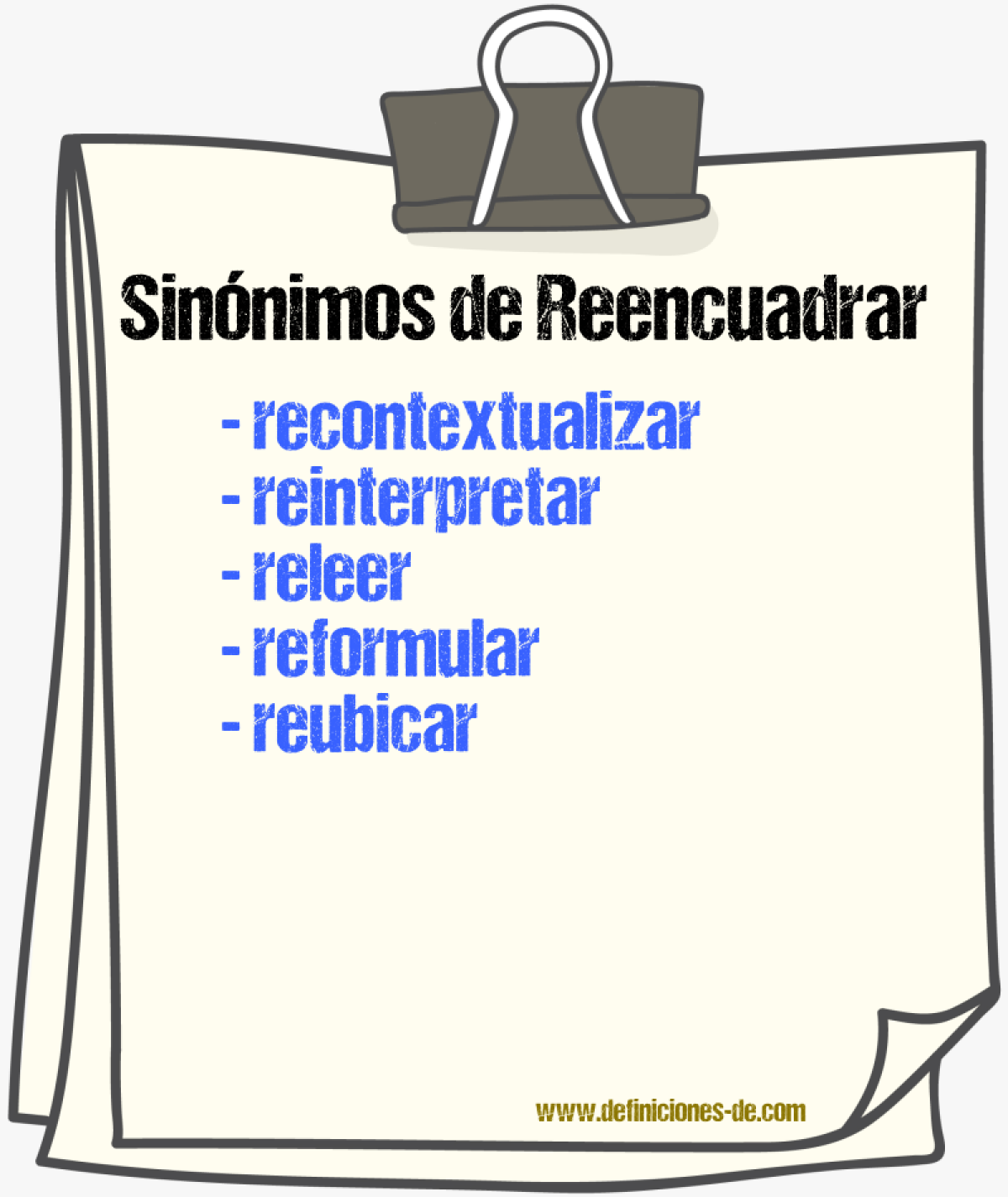 Sinónimos de reencuadrar