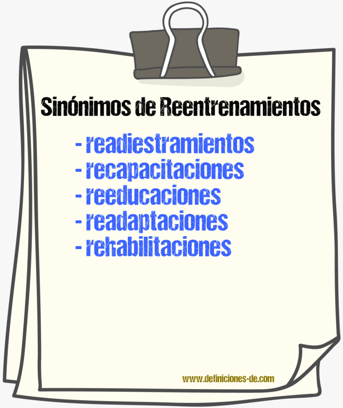 Sinónimos de reentrenamientos