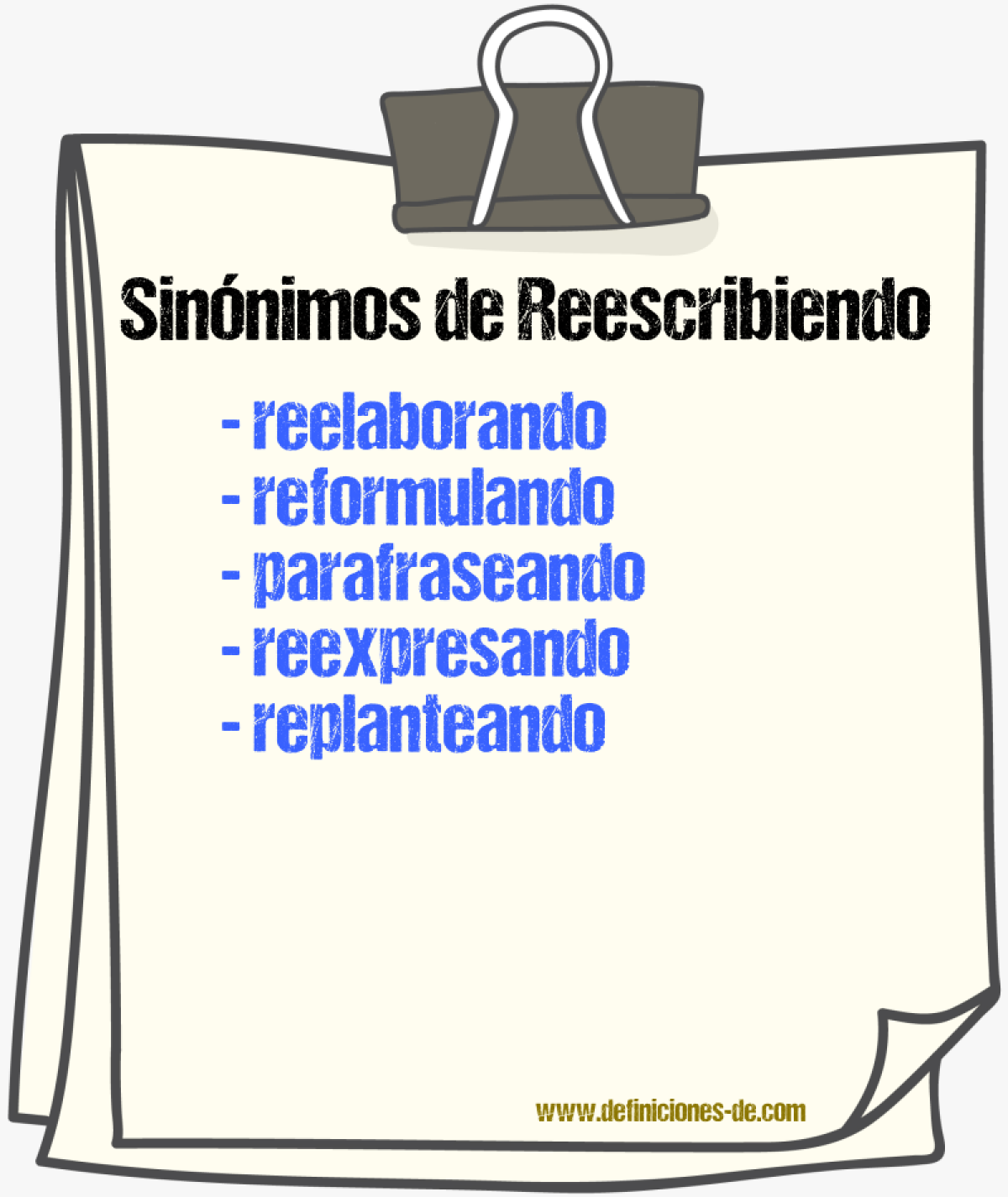 Sinónimos de reescribiendo