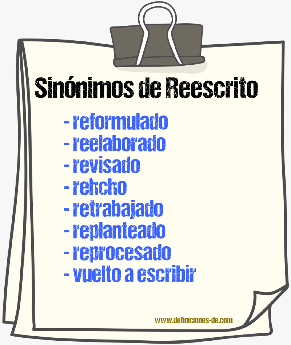 Sinónimos de reescrito