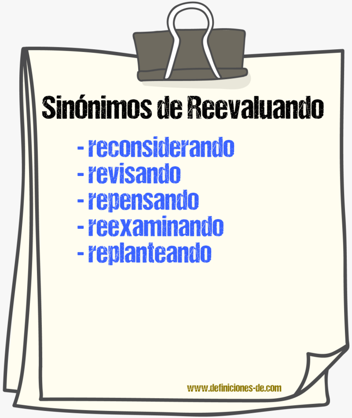 Sinónimos de reevaluando