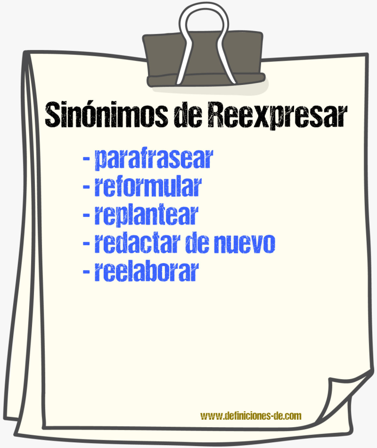 Sinónimos de reexpresar