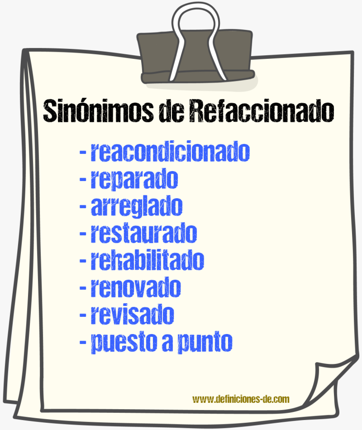 Sinónimos de refaccionado