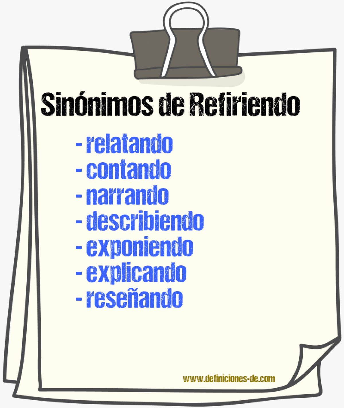 Sinónimos de refiriendo