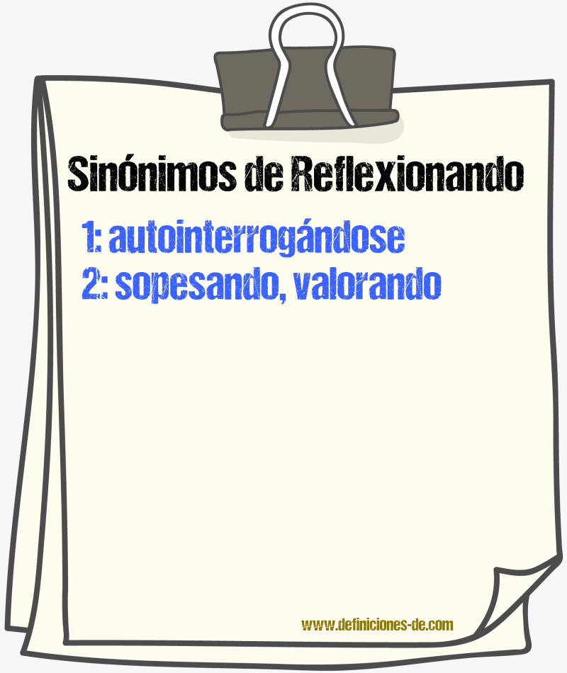 Sinónimos de reflexionando