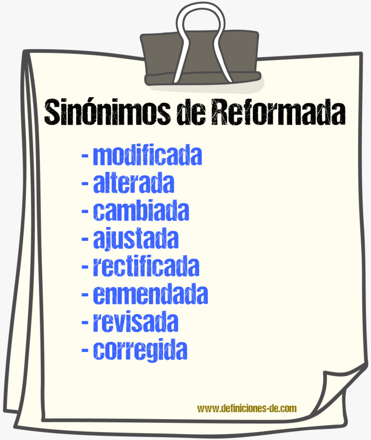 Sinónimos de reformada